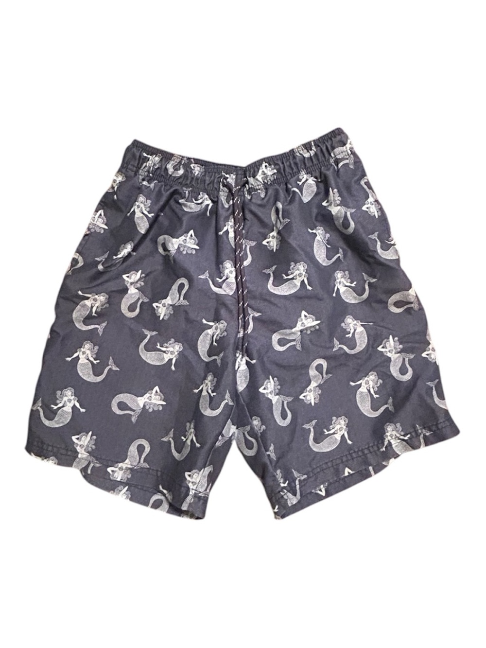Small George Navy Shorts with White Mermaid Print